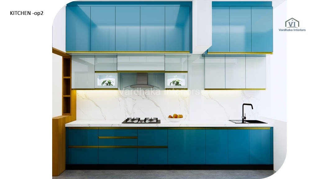 Modern Kitchen With Glass Door — interior designers in Bangalore, Bangalore