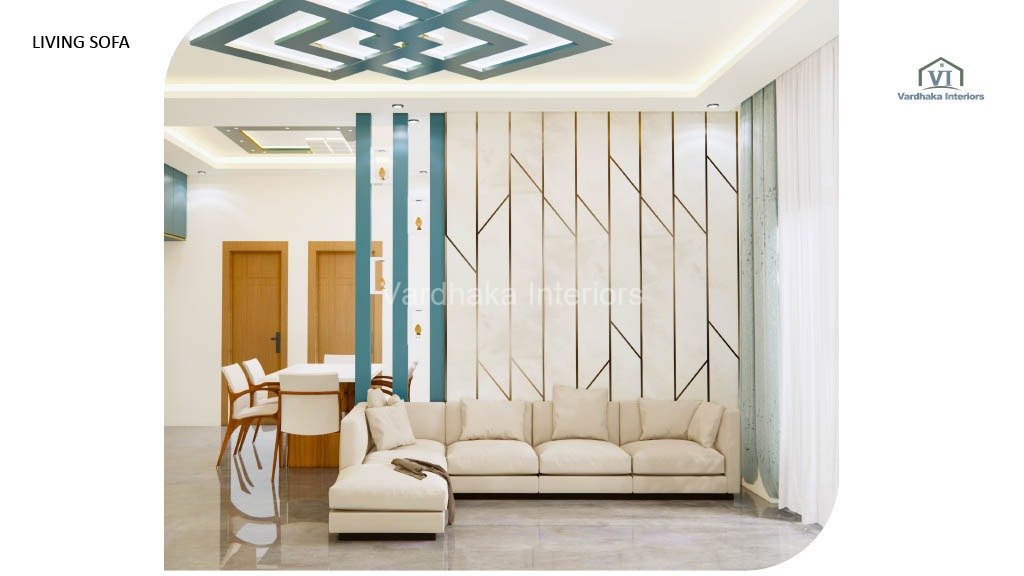 Modern Living Area Design With POP And Wall Design — interior designers in Bangalore, Bangalore