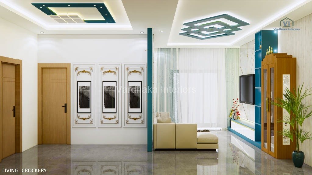 Modern Living Area Design With POP And Wall Design And European Wall Design — interior designers in Bangalore, Bangalore