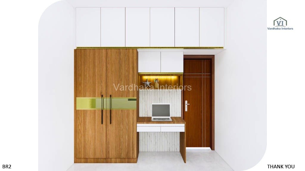 Modern Wardrobe Guest Room With Study Unit Interior Design — interior designers in Bengaluru, Bengaluru