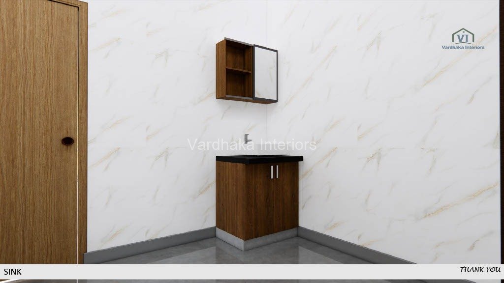 Modern Sink Design With Overhead Unit — interior designers in Dandeli, Uttara Kannada