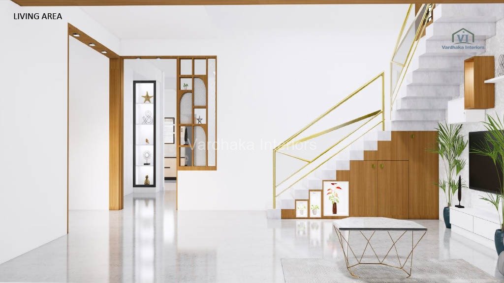 Modern Living Room With Partition — interior designers in Honnavara, Uttara Kannada