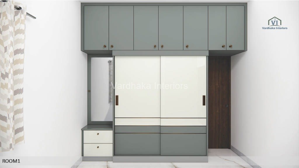 Modern Gray Wardrobe Design Sliding — interior designers in Ankola, Uttara Kannada