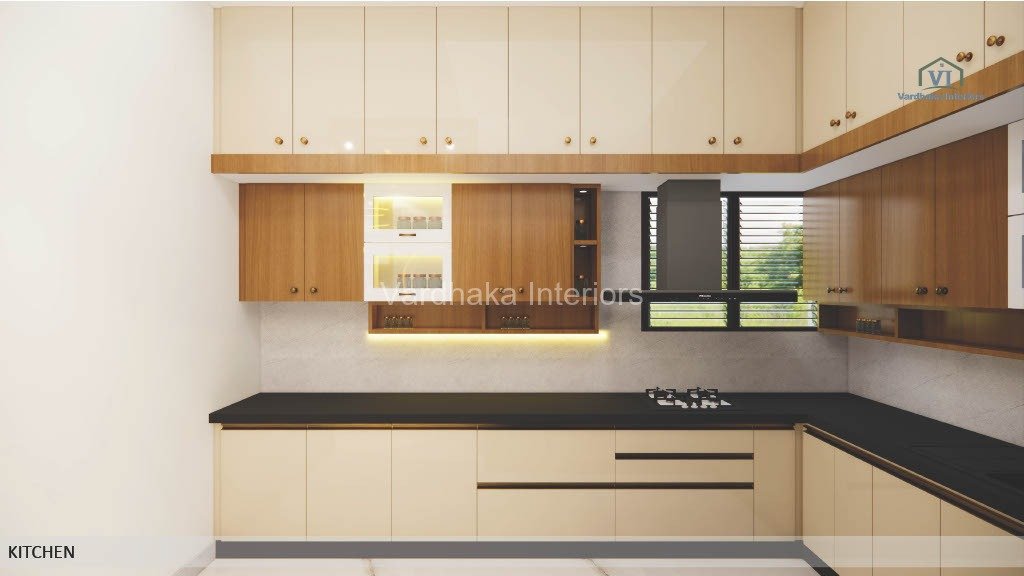 Modern Kitchen Design With Vardhaka Interiors Loft Ivory Design Profile Shutters — interior designers in Ankola, Uttara Kannada