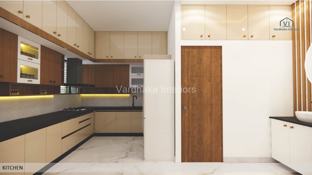 Modern Kitchen Design With Vardhaka Interiors Loft Ivory Design Profile Shutters Kitchen Design — interior designers in Ankola, Uttara Kannada