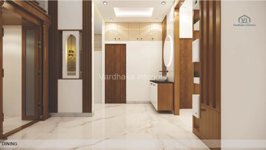 Modern Sink Unit With Circular Mirror — interior designers in Ankola, Uttara Kannada