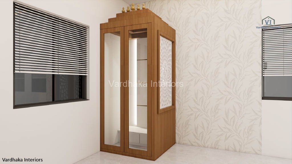 Modern Pooja Unit Design Interior Design — interior designers in Murudeshwara, Uttara Kannada