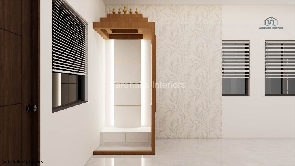 Modern Pooja Unit Design Ideas — interior designers in Murudeshwara, Uttara Kannada